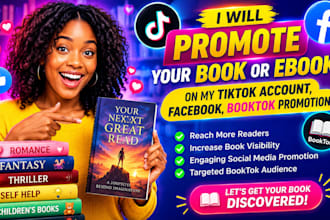 promote your book or ebook on my tiktok account, facebook, booktok promotion