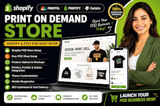 setup shopify print on demand store etsy pod shop with printful printify gelato