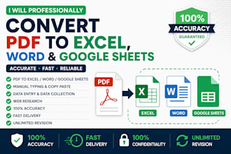 convert PDF to excel , word , and google sheet accurately