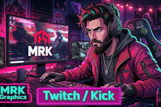 design twitch overlays, kick overlays, twitch logo, stream overlays