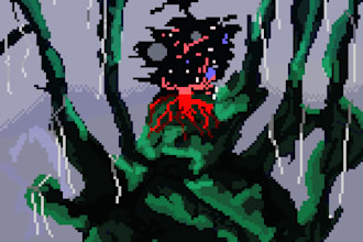 draw pixel art scene and background