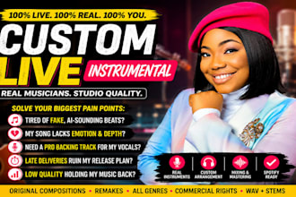 create custom live instrumental with real musicians backing track mix and master