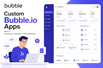 develop your bubble io app with workflows database and API integrations
