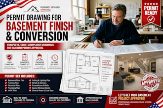 design permit drawings for basement finish conversion remodels home theaters
