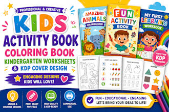 design kids activity book coloring book kindergarten worksheets and kdp cover
