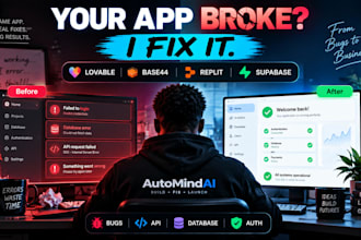 fix bugs and errors in your lovable, base44, replit, or supabase app in 12hrs