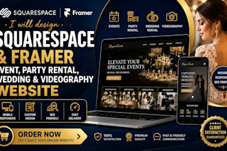 design squarespace event party rental wedding  framer videography website