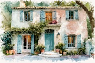 create watercolour illustration of your house or building