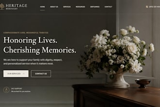 design squarespace cremation service mortuary website with arrangement form