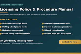 write licensing policy and procedure manual for home care healthcare group home