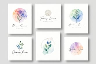 design signature watercolor logo and branding kit