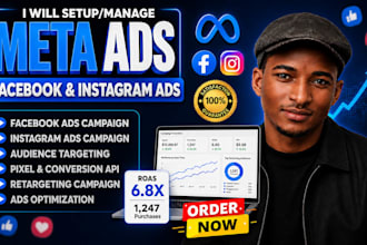 set up facebook ads, meta ads, fb marketing instagram video advertising campaign