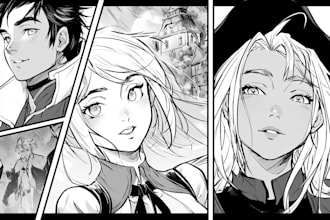 draw black and white manga pages and panels