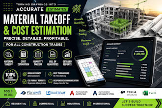 do material take off, construction cost estimation and quantity takeoff