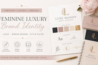 design feminine luxury brand identity with logo, brand board and style guide