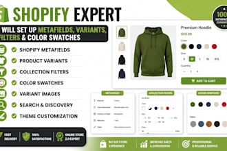 shopify metafields, variants, color swatches, and filters