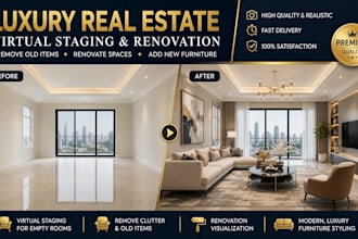 do luxury real estate virtual staging renovation remove old item new funiture