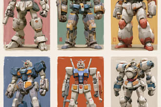 draw amazing character mecha robot illustration