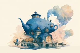 create watercolor and digital illustrations