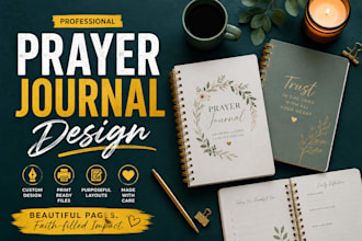 design custom christian prayer journal design, devotional or workbook design