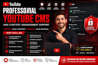 provide professional youtube cms and content management support
