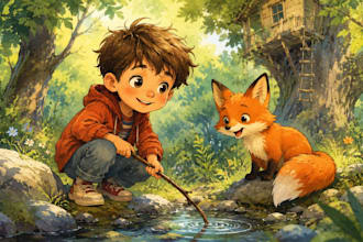 create children cartoon character design illustrations for storybook