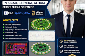 design led pcb layout in kicad easyeda altium, gerber files and schematic
