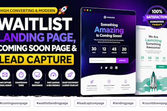 design high converting waitlist landing page, coming soon page  lead capture