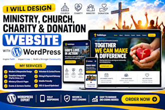 design a church ministry charity and donation wordpress website
