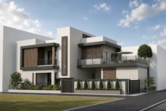 visualize luxury villa exterior,holiday retreat house design,country home render