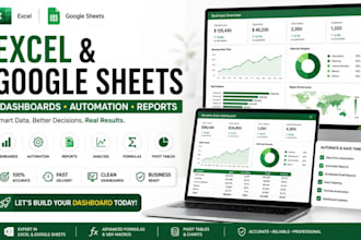 create custom excel and google sheets dashboards, automation, and reports