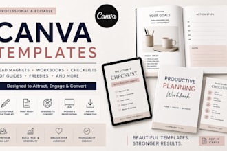 design canva lead magnets, freebies, workbook, checklists, and PDF templates