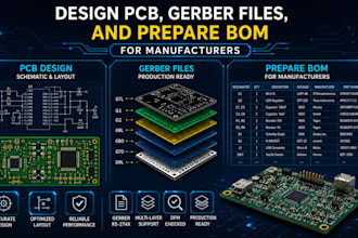 design pcb, gerber files, and prepare bom for manufacturers