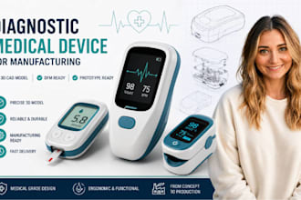 diagnostic medical device design for manufacturing, 3d cad and prototype