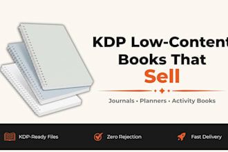 design and format KDP low content books, journals, planners and activity books