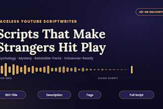 write faceless youtube scripts with SEO title, description and tags