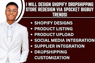 design shopify dropshipping store redesign via spocket bigbuy autods zendrop