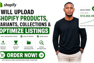 upload shopify products, variants, collections and optimize listings