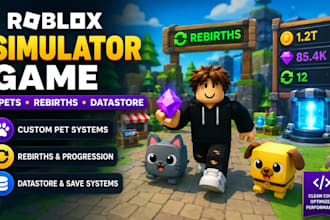 create a roblox simulator game with pets, rebirths, and datastore