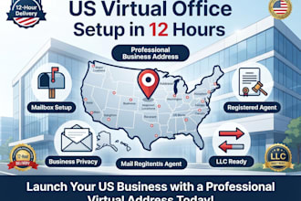 setup virtual office company address mailbox agent US po box in 12hrs