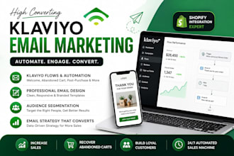setup klaviyo marketing, klaviyo flows or ecommerce marketing for shopify