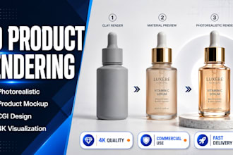 do 3d product rendering photorealistic visualization product mockup cgi design