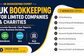 do UK bookkeeping for limited companies, charity bookkeeping, xero, quickbooks