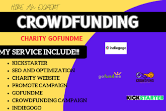 market your gofundme charity, crowdfunding campaign, kickstarter promote