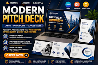 design a modern pitch deck in canva or powerpoint