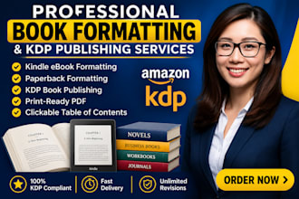 do book formatting, paper back, kdp book publishing, kindle ebook formatting