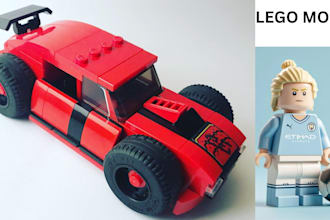 build a detailed lego moc car, truck, bus, bike, ship, with building instruction