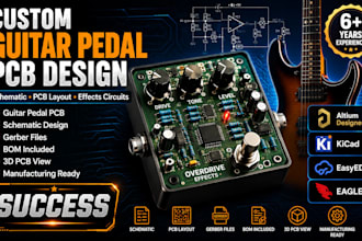 design custom guitar pedal pcb and schematic for effect circuit