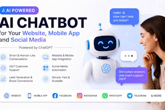 create ai chatbot for your mobile app, ssm and website using chatgpt