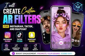 create custom ar filter for instagram , snapchat and tiktok , arkit filter